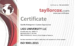 LIGS University je držitelem certifikátu systému kvality managementu organizace ISO 9001